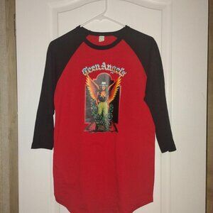 Red and black vintage- song sleeve jersey t shirt Lowrider Angel Chola
